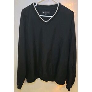 Wedge Golf Windbreaker Mens Large, Black Long Sleeve V Neck Pullover